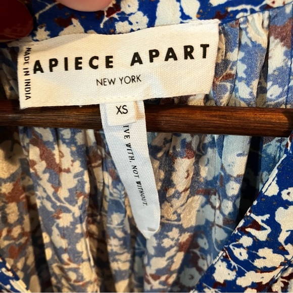 Apiece Apart Mini Mitte Dress in Piet Floral Blue, size XS, Flowy Drapey Spring - Picture 9 of 13